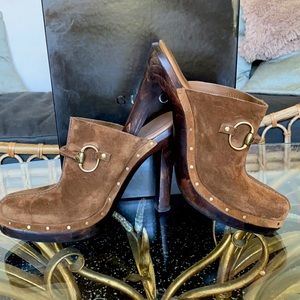 Vintage Gucci Suede Platform Clogs